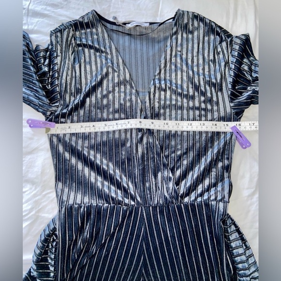 Women’s ZARA metallic ribbed velour wide legs and‎ sleeves Jumpsuit Sz small - Picture 8 of 13